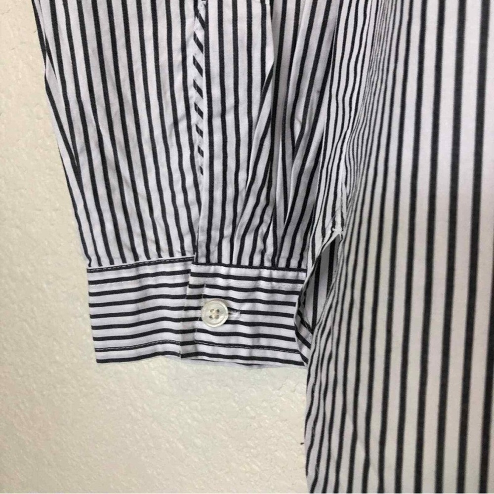 J.Crew Gray & White Striped Popover Shirt Women’s Large GUC - Picture 3 of 14